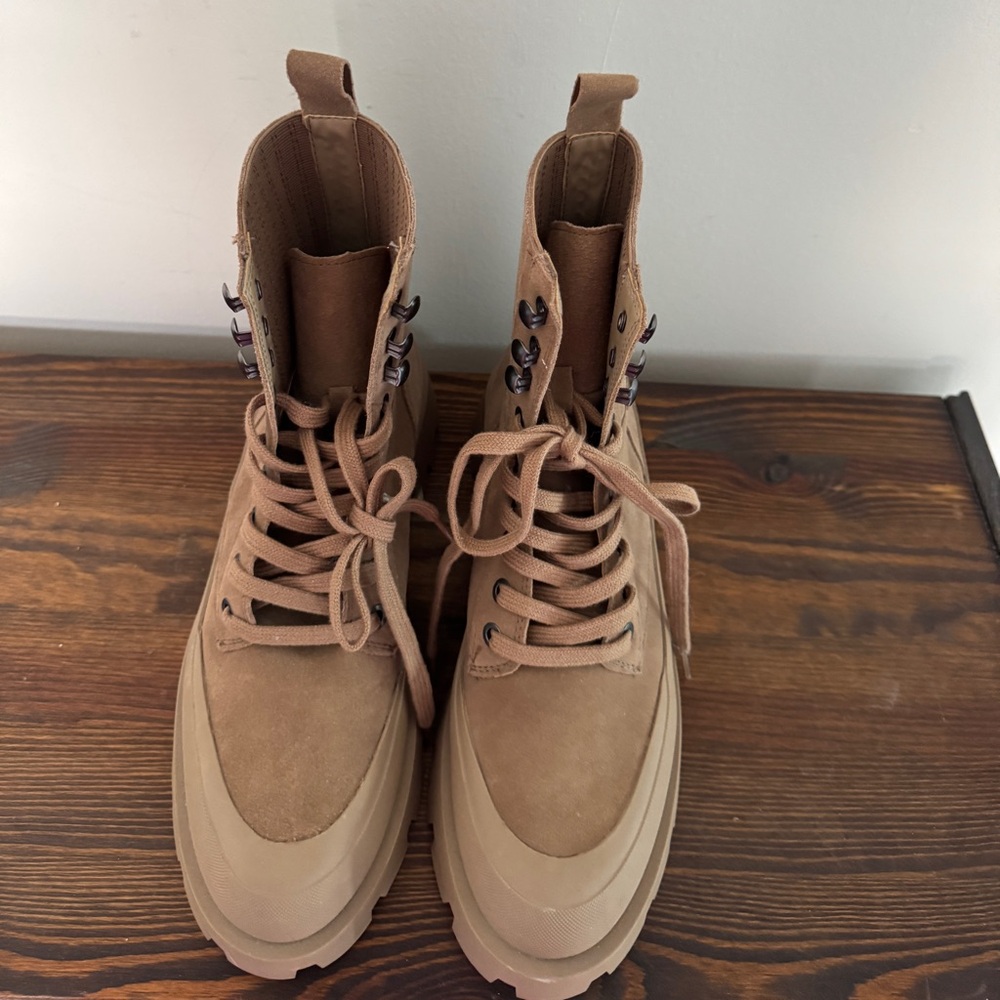 Zara Tan Combat & Moto Boots